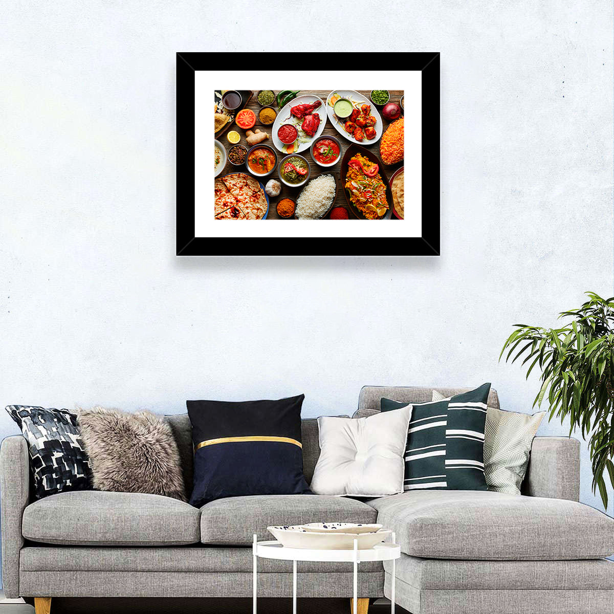 Indian Cuisine Flat Lay Wall Art in a room, landscape
