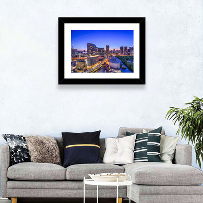 Tokyo Monorail Light Trails at Twilight Wall Art