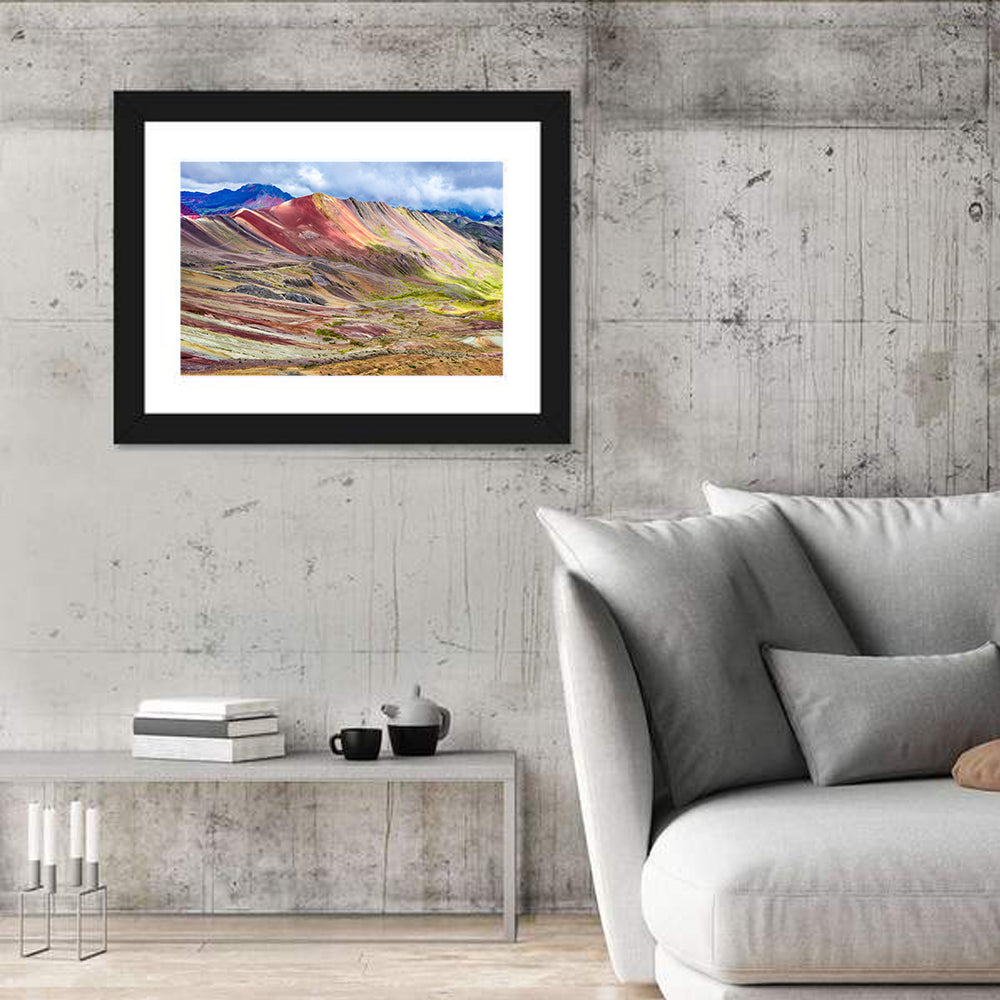 Vinicunca Rainbow Mountain Peru Wall Art in a room, landscape