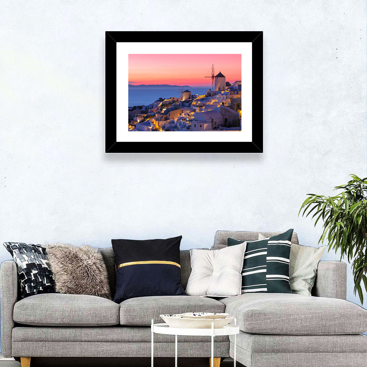 Oia Windmills at Dusk Wall Art