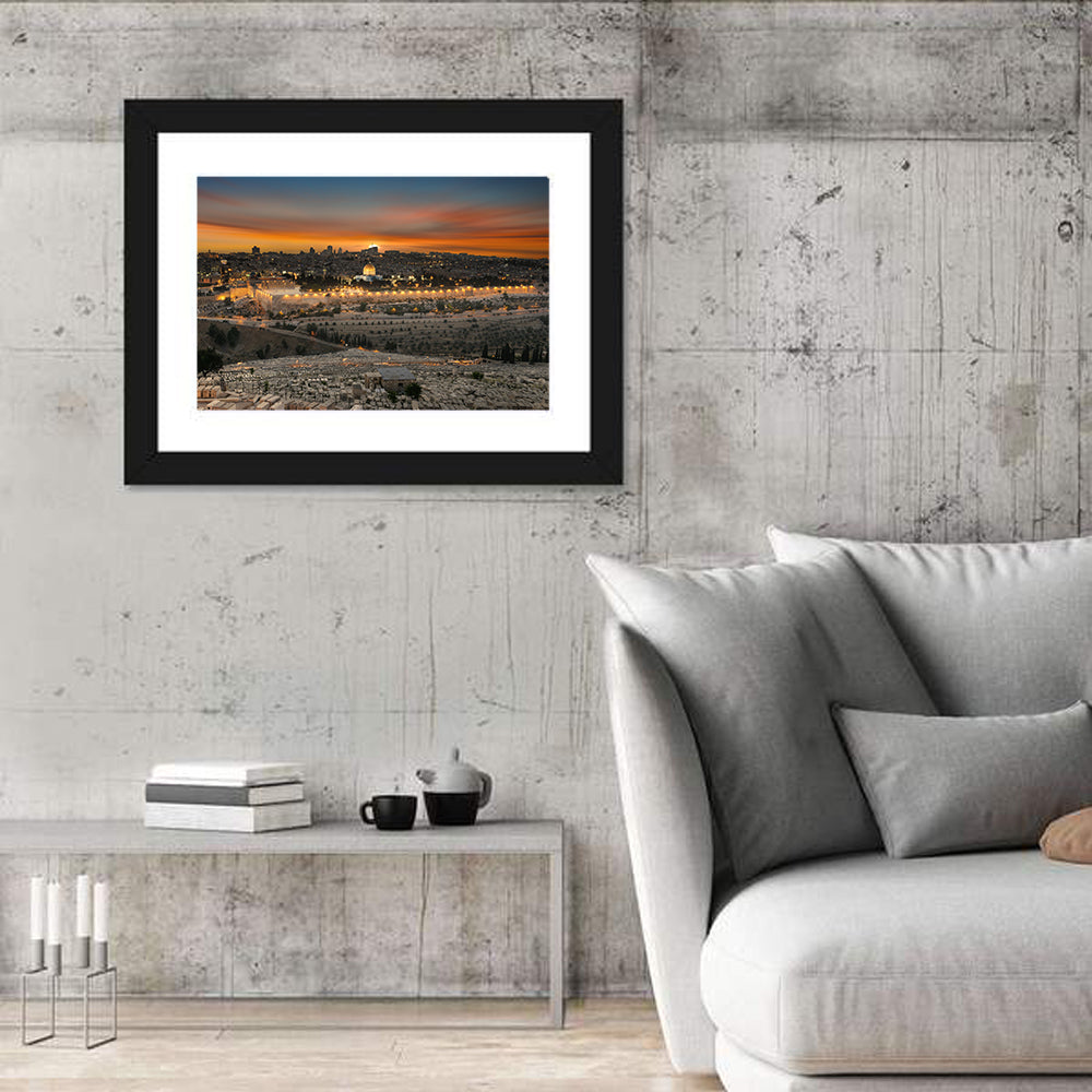 Jerusalem Sunset Over Temple Mount Wall Art