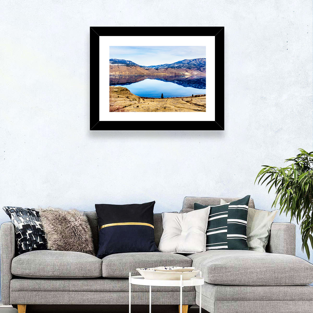 Kamloops Lake Sunset with Snow Capped Peaks Wall Art