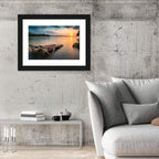 Sunset Over Coastal Lounge Chairs Wall Art