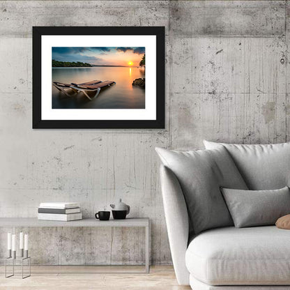 Sunset Over Coastal Lounge Chairs Wall Art