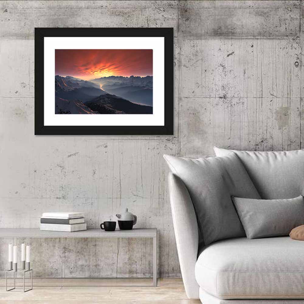 Snow-capped Mountain Sunset Wall Art