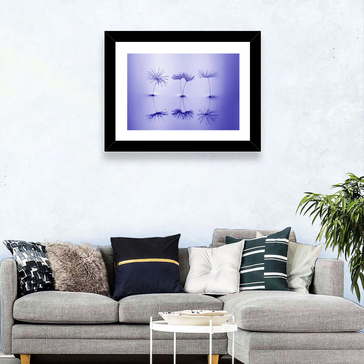 Blue Dandelion Seeds with Reflections Wall Art