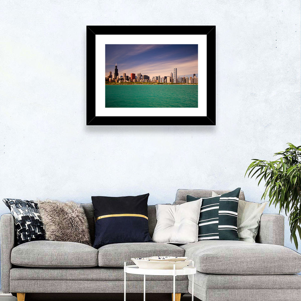 Chicago Skyline Above Lake Michigan Wall Art