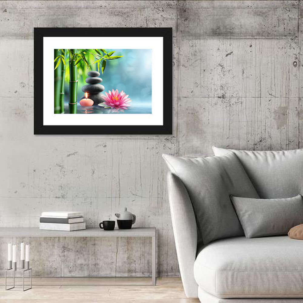Zen Massage Stones with Waterlily Wall Art