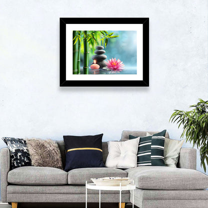 Zen Massage Stones with Waterlily Wall Art