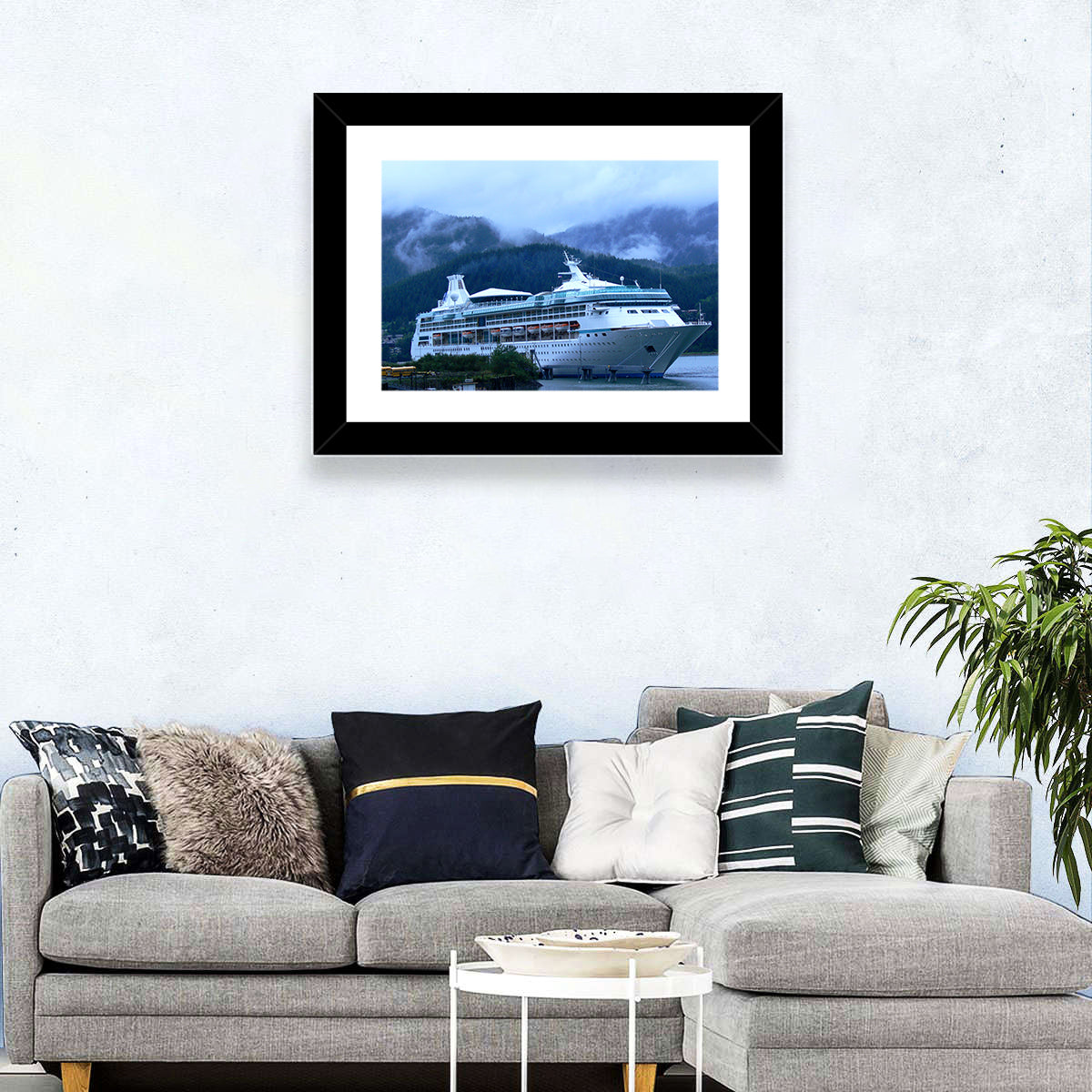 Misty Docked Cruise Ship Wall Art