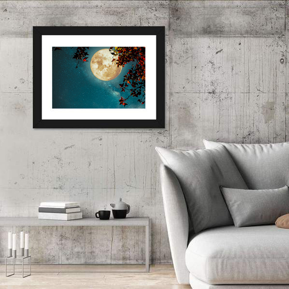 Autumn Moon with Milky Way Wall Art