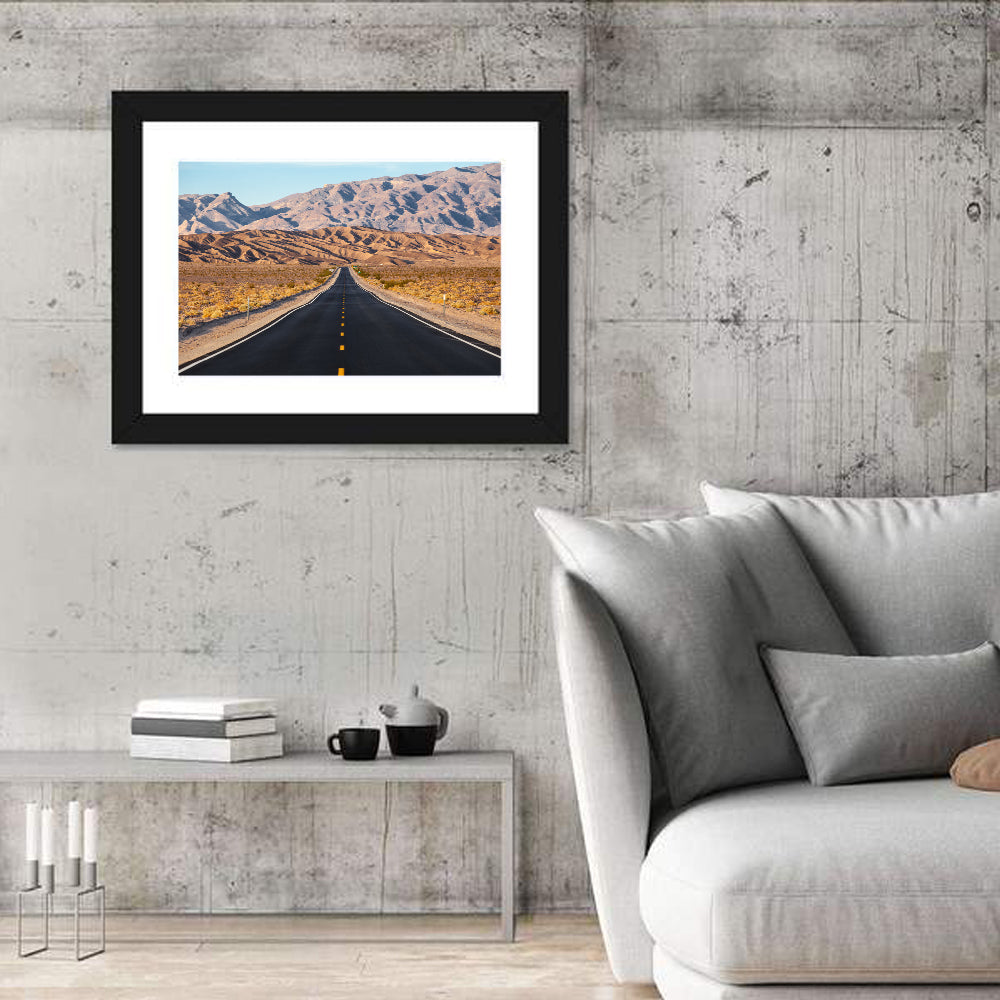 Death Valley Desert Road Wall Art in a room, landscape