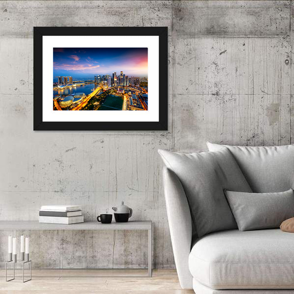 Marina Bay Twilight Singapore Wall Art in a room, landscape