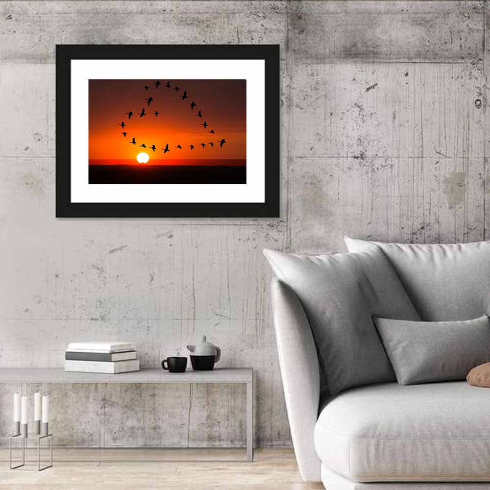 Heart-shaped Flock of Birds Wall Art