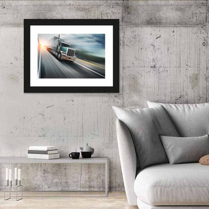 American Semi Truck in Motion Wall Art
