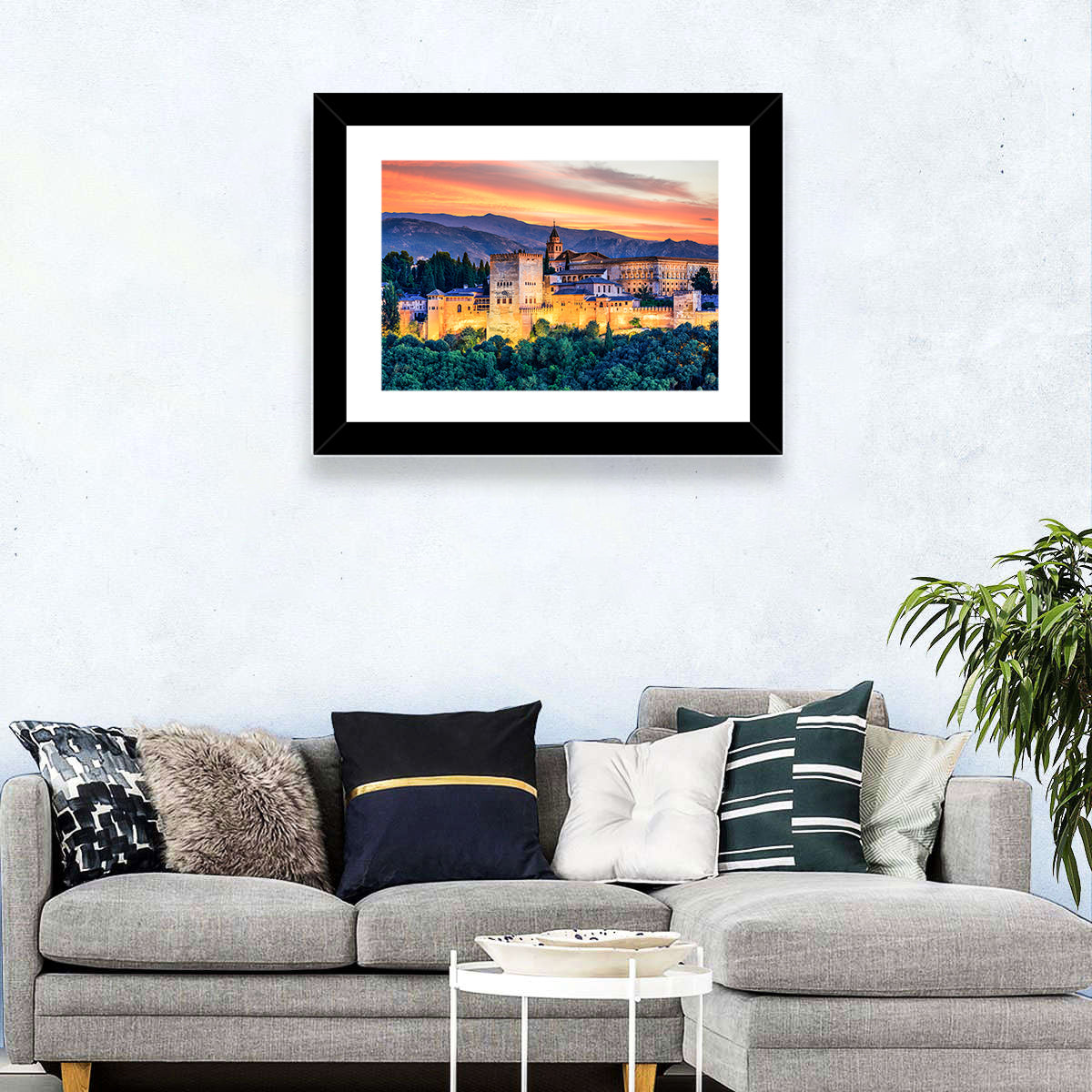 Alhambra Fortress at Golden Sunset Wall Art