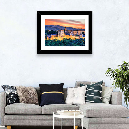 Alhambra Fortress at Golden Sunset Wall Art