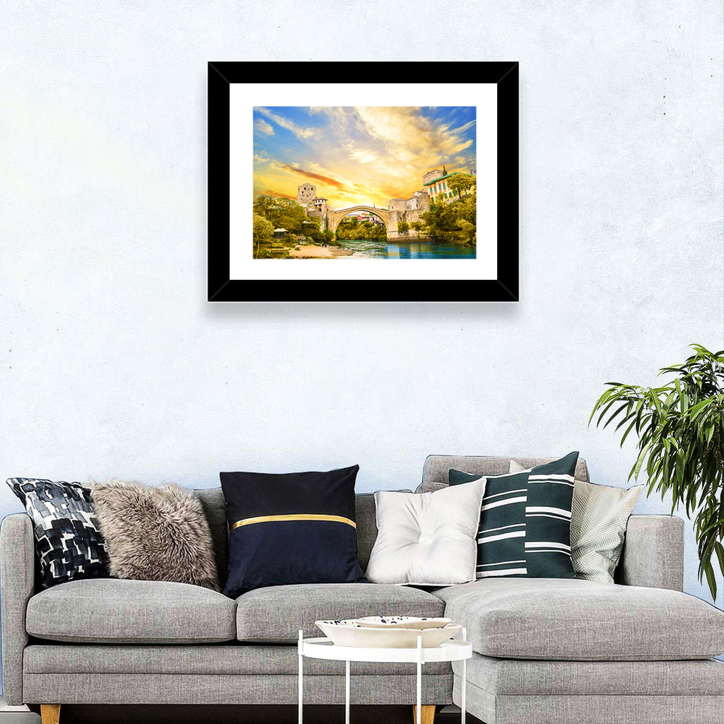 Stari Most at Sunset Wall Art