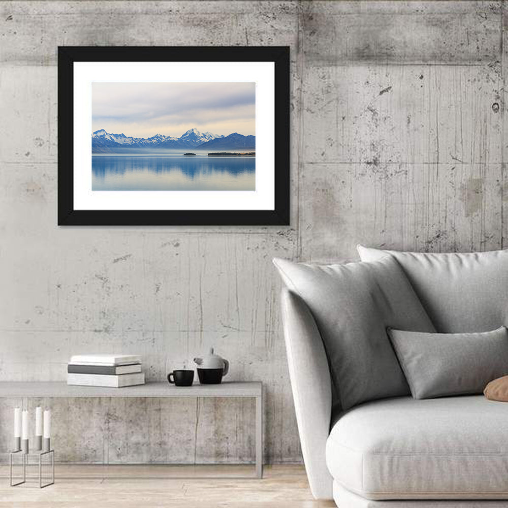 Mount Cook Reflection at Lake Pukaki Wall Art in a room, landscape