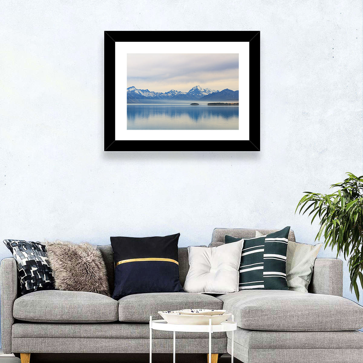 Mount Cook Reflection at Lake Pukaki Wall Art in a room, landscape