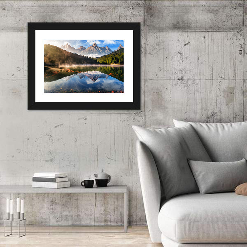 Morning Mist Mountain Lake Wall Art
