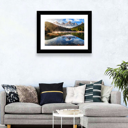 Morning Mist Mountain Lake Wall Art
