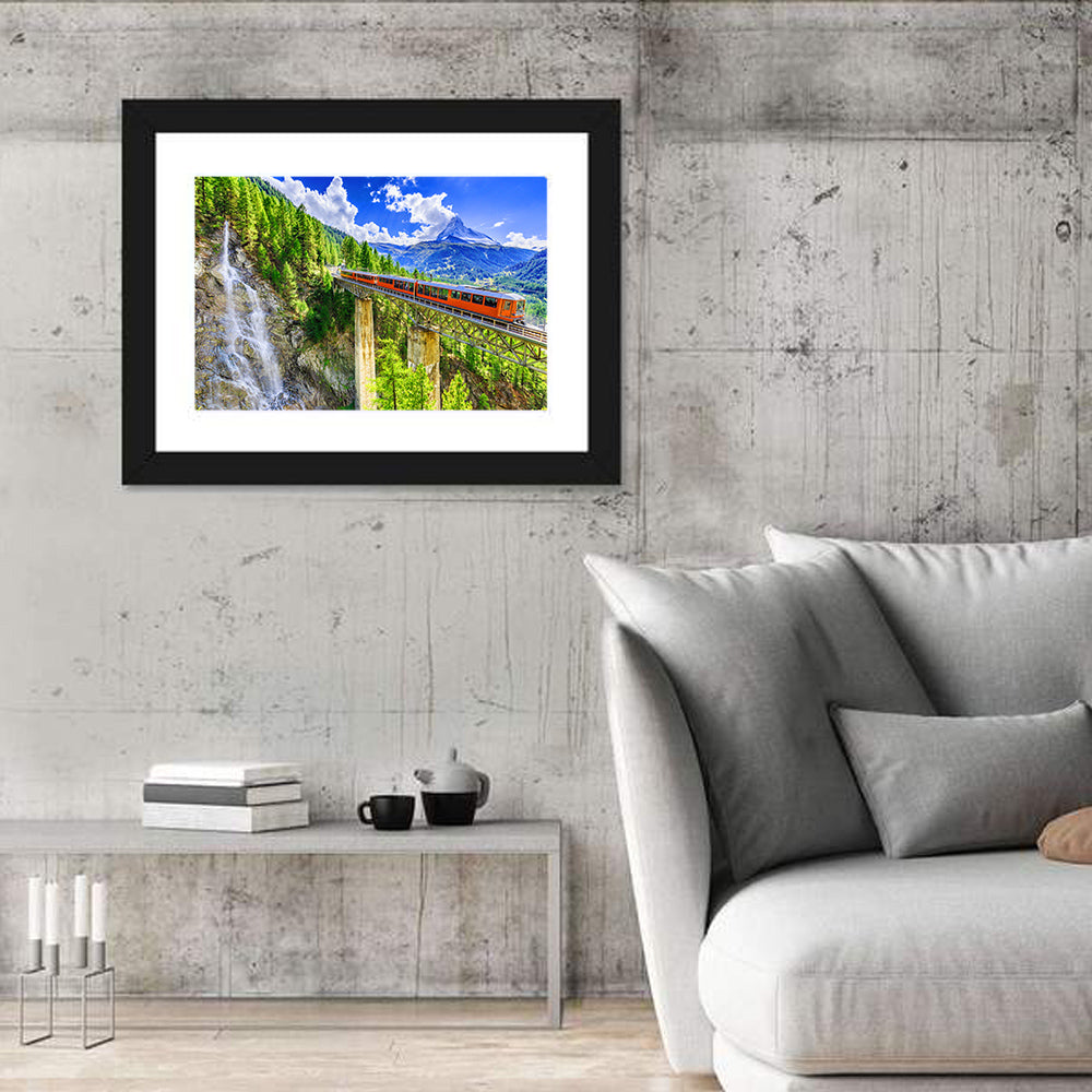Gornergrat Tourist Train Wall Art in a room, landscape