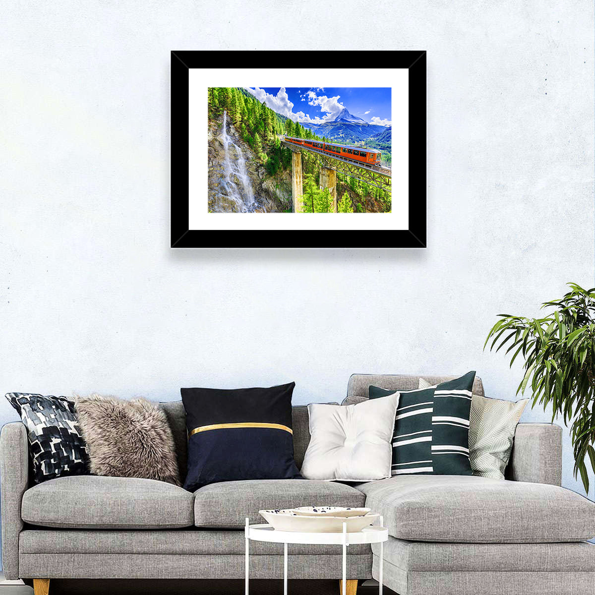 Gornergrat Tourist Train Wall Art in a room, landscape