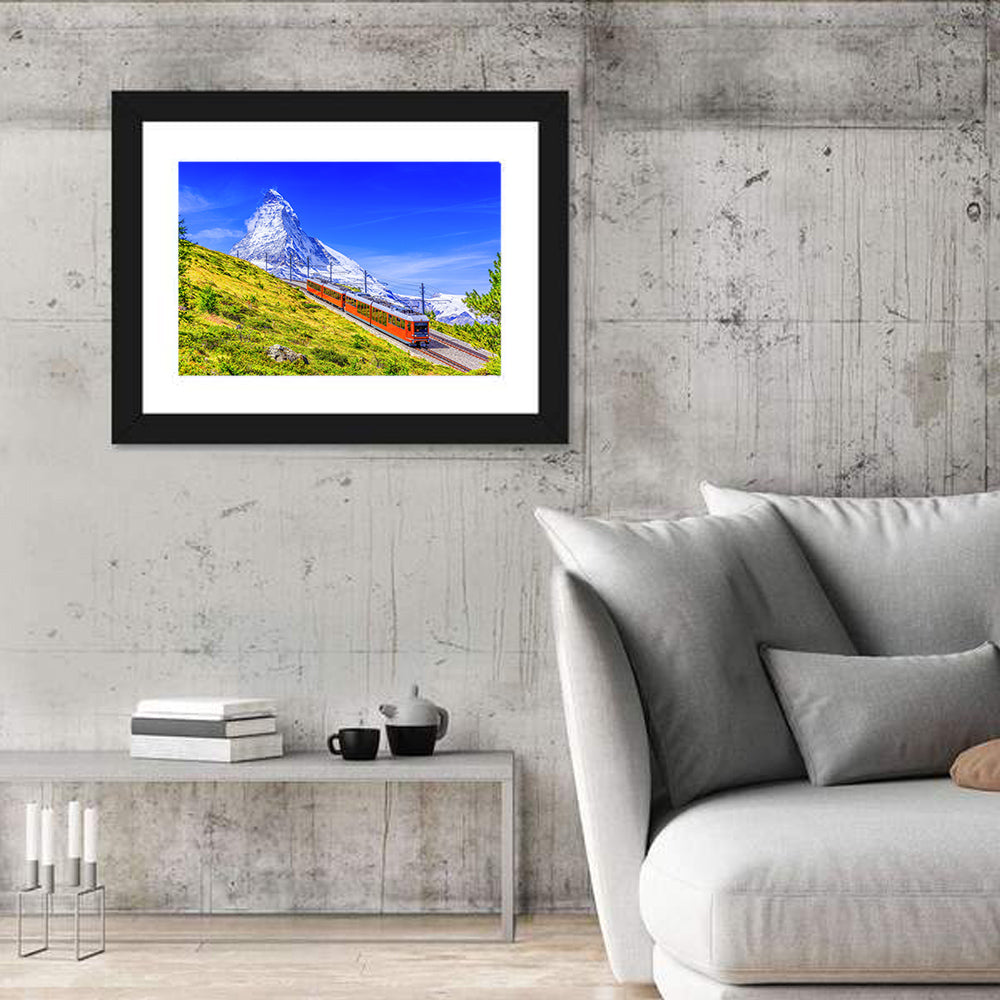 Gornergrat Train and Matterhorn Wall Art in a room, landscape