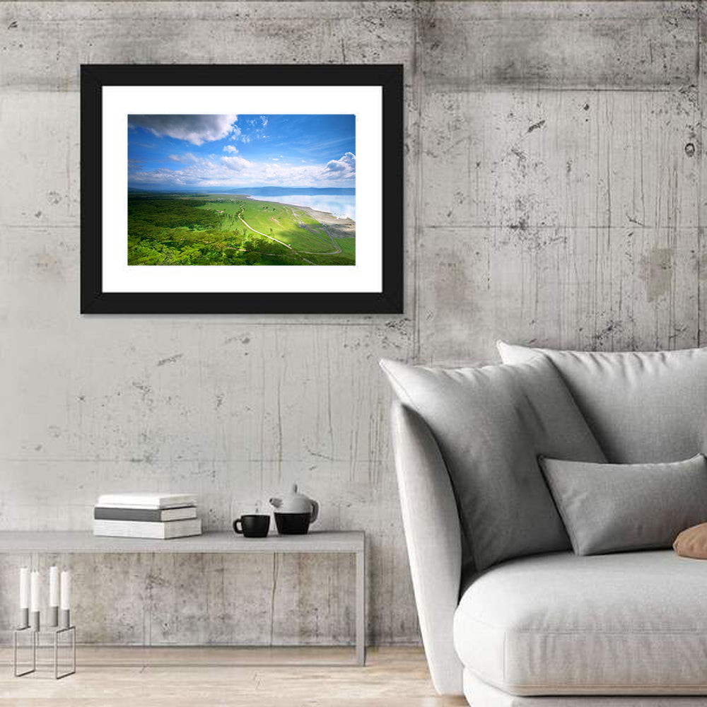 Lake Nakuru Overlook Wall Art in a room, landscape