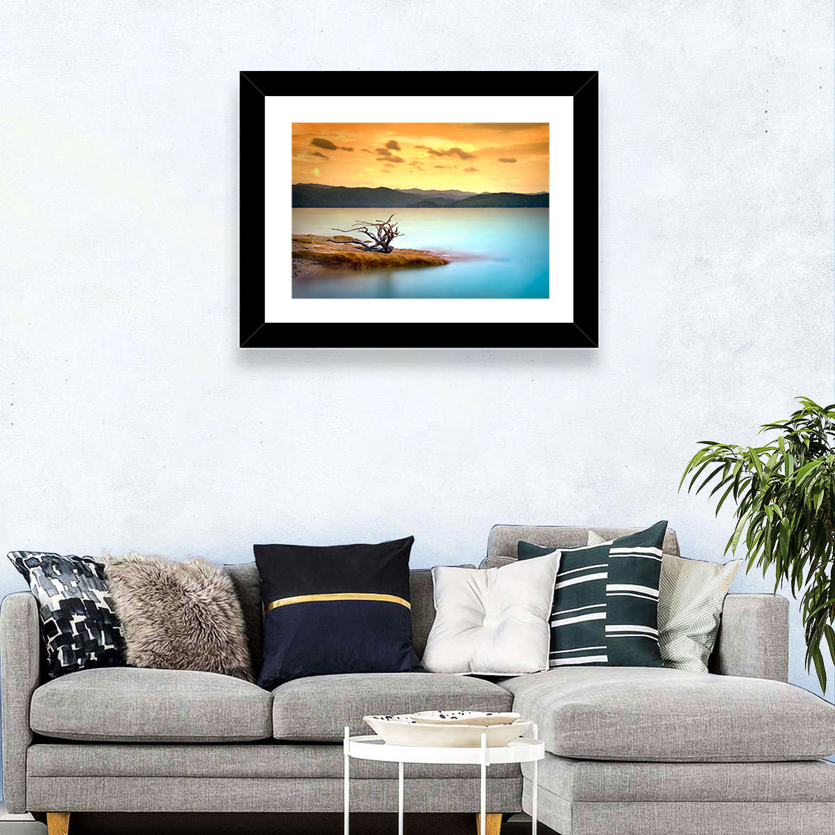 Gnarled Driftwood at Turquoise Lake Wall Art