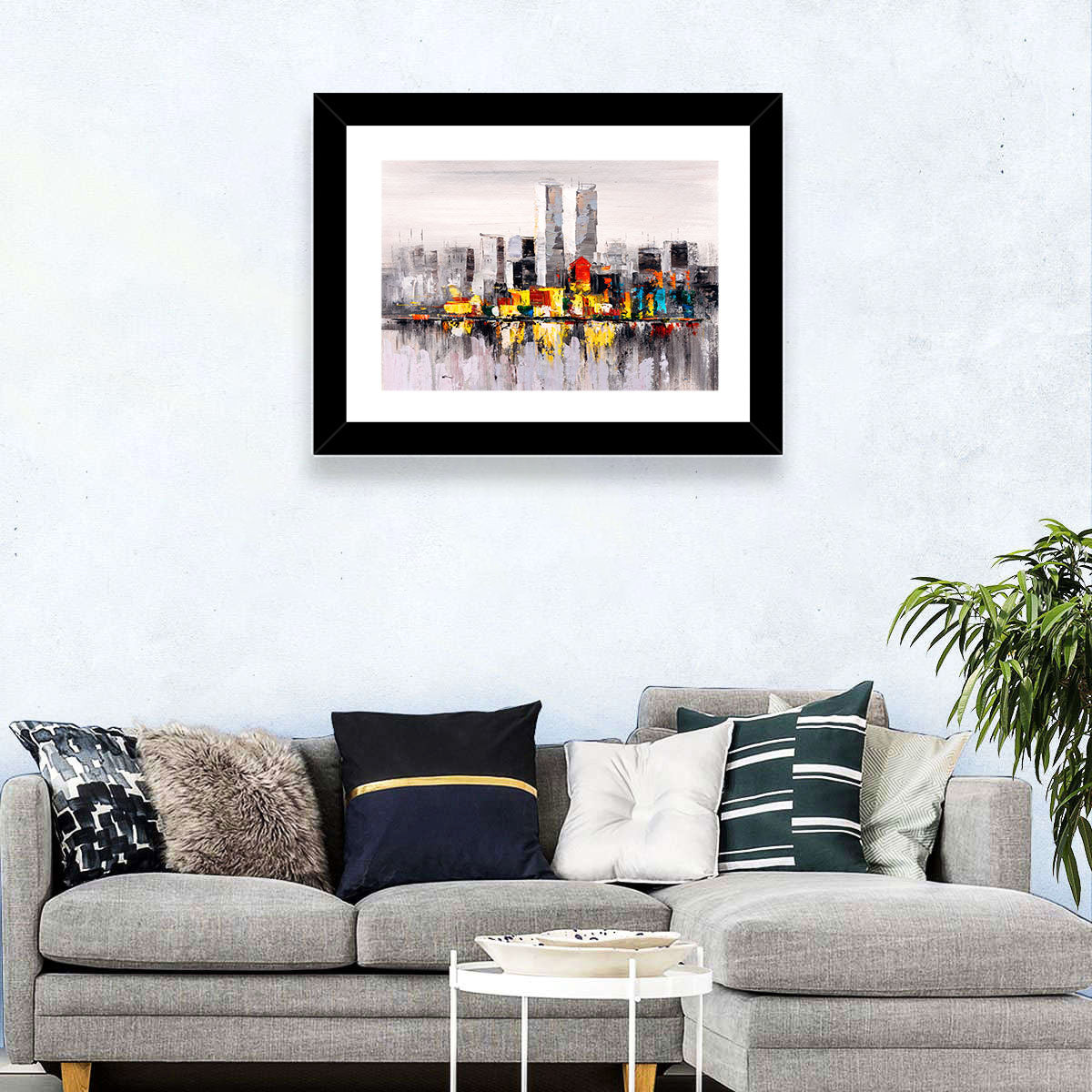 Abstract Skyline with Water Reflection Wall Art