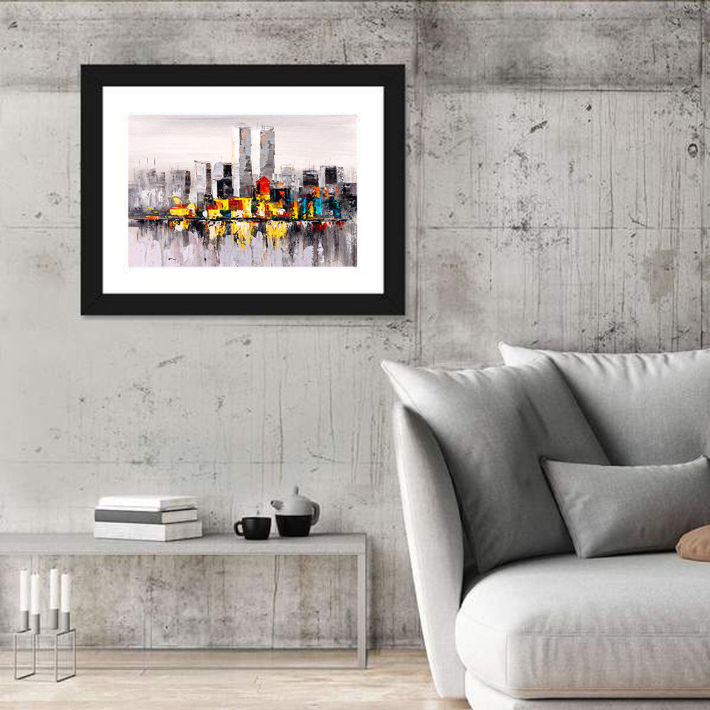 Abstract Skyline with Water Reflection Wall Art
