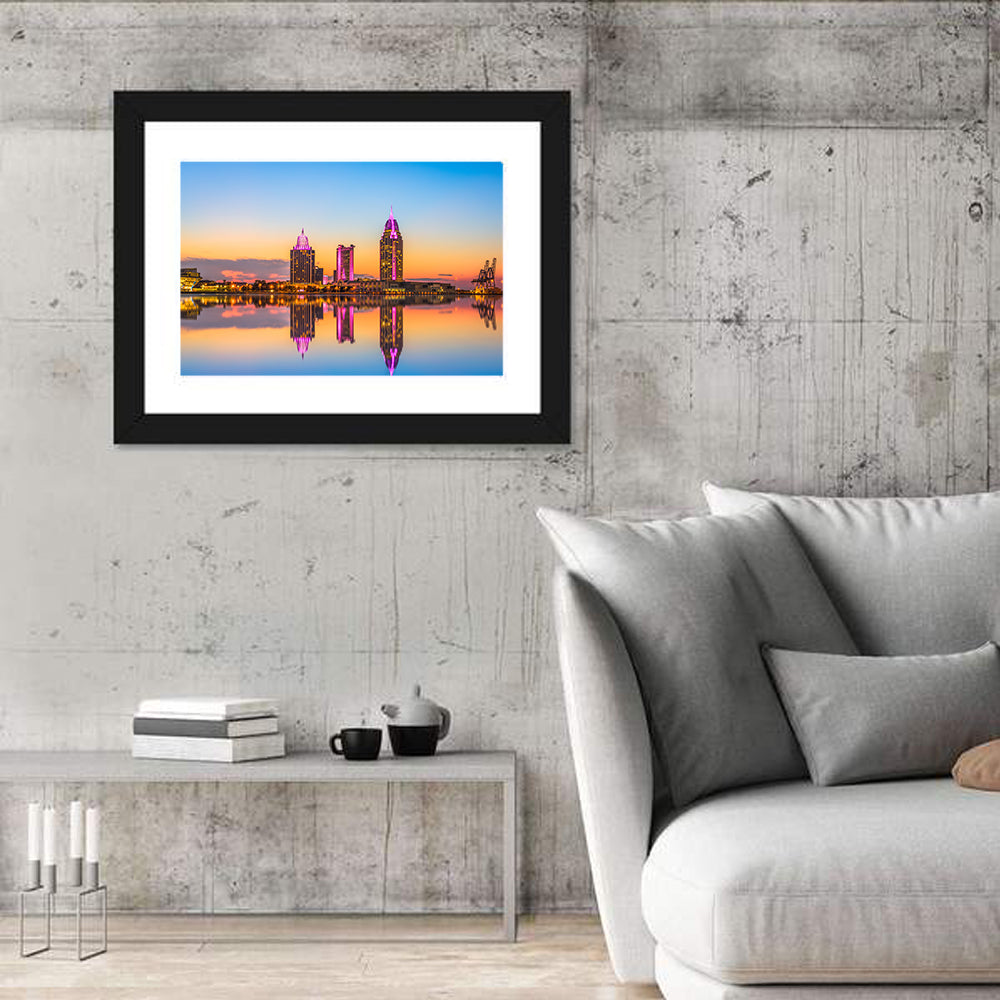 Mobile Alabama Sunset Skyline Wall Art