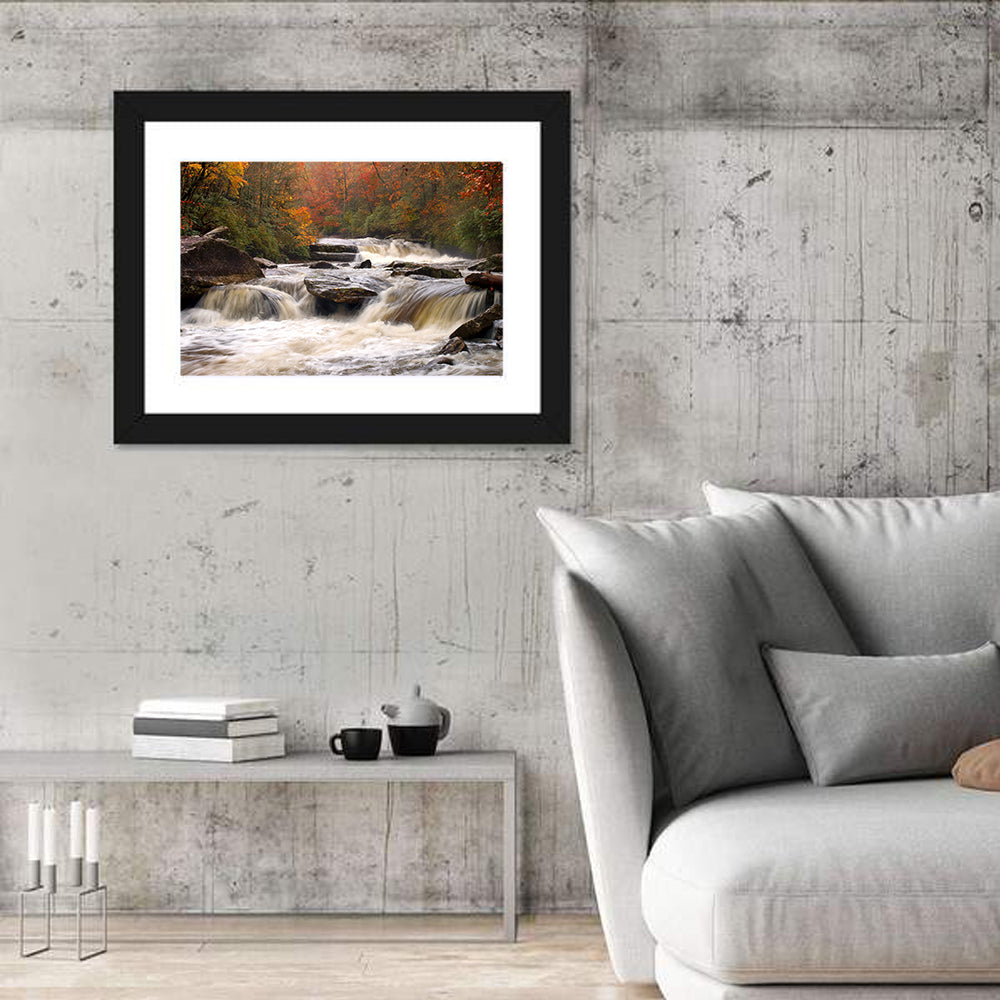 Carolina River in Autumn Wall Art in a room, landscape