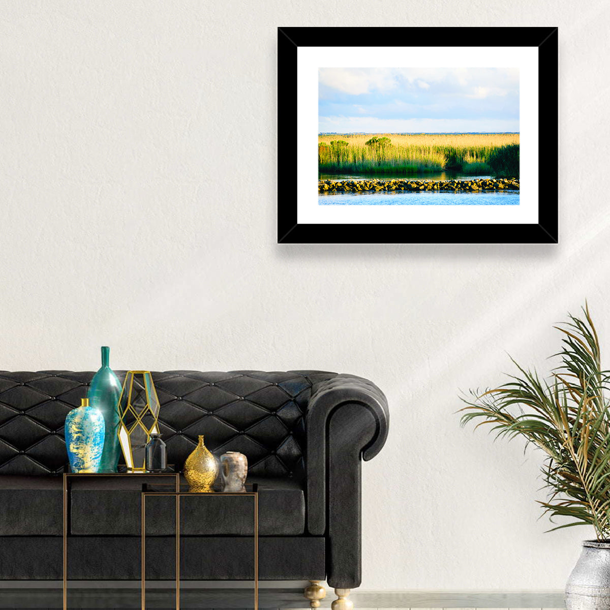 Louisiana Bayou Marsh at Golden Hour Wall Art in a room, landscape