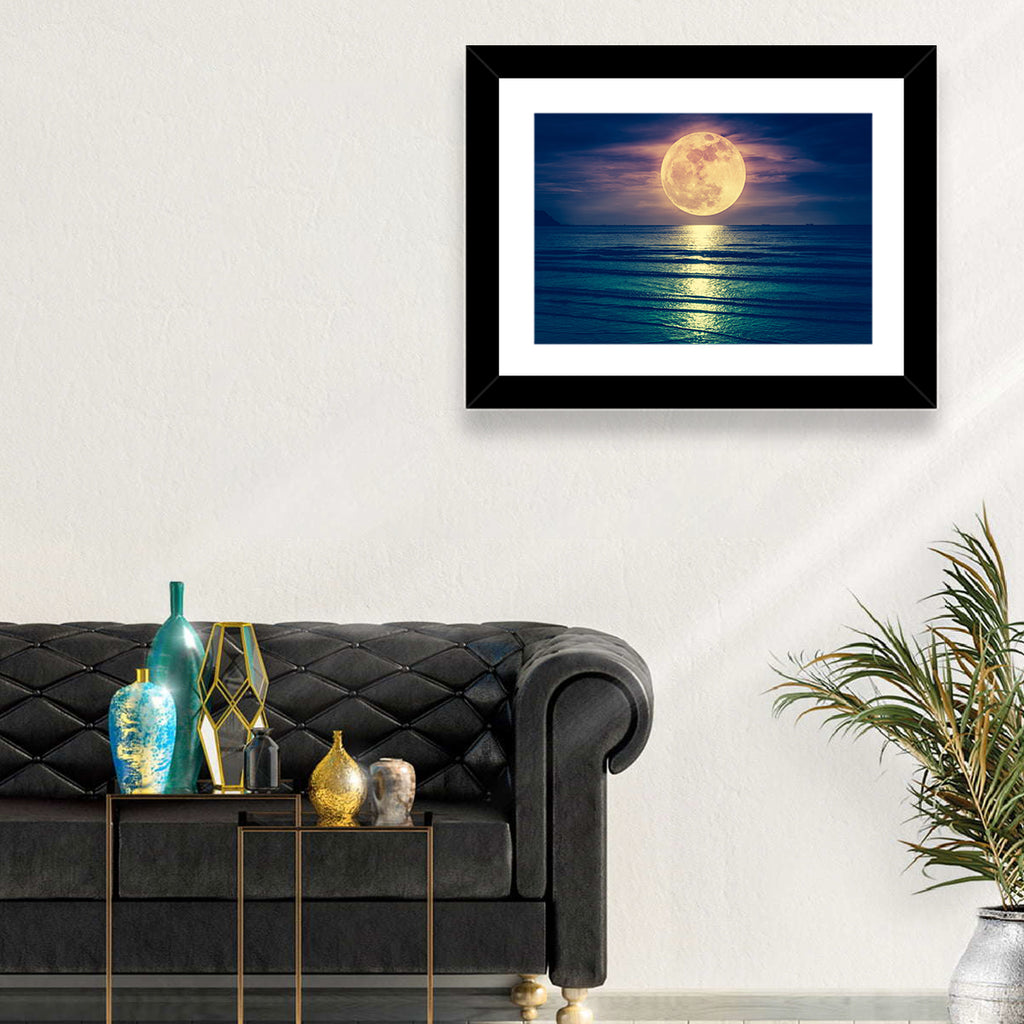 Supermoon Over Calm Sea Wall Art