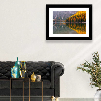 Braies Lake Golden Reflection Wall Art