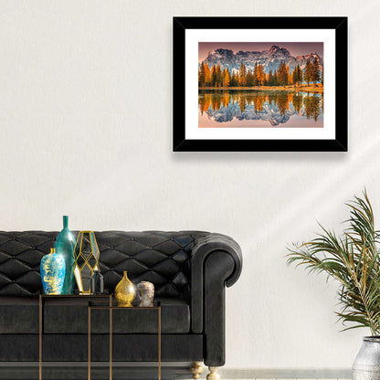 Antorno Lake Autumn Reflection Wall Art