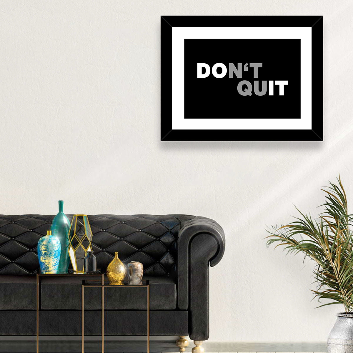 Don't Quit Minimalist Typography Wall Art in a room, landscape
