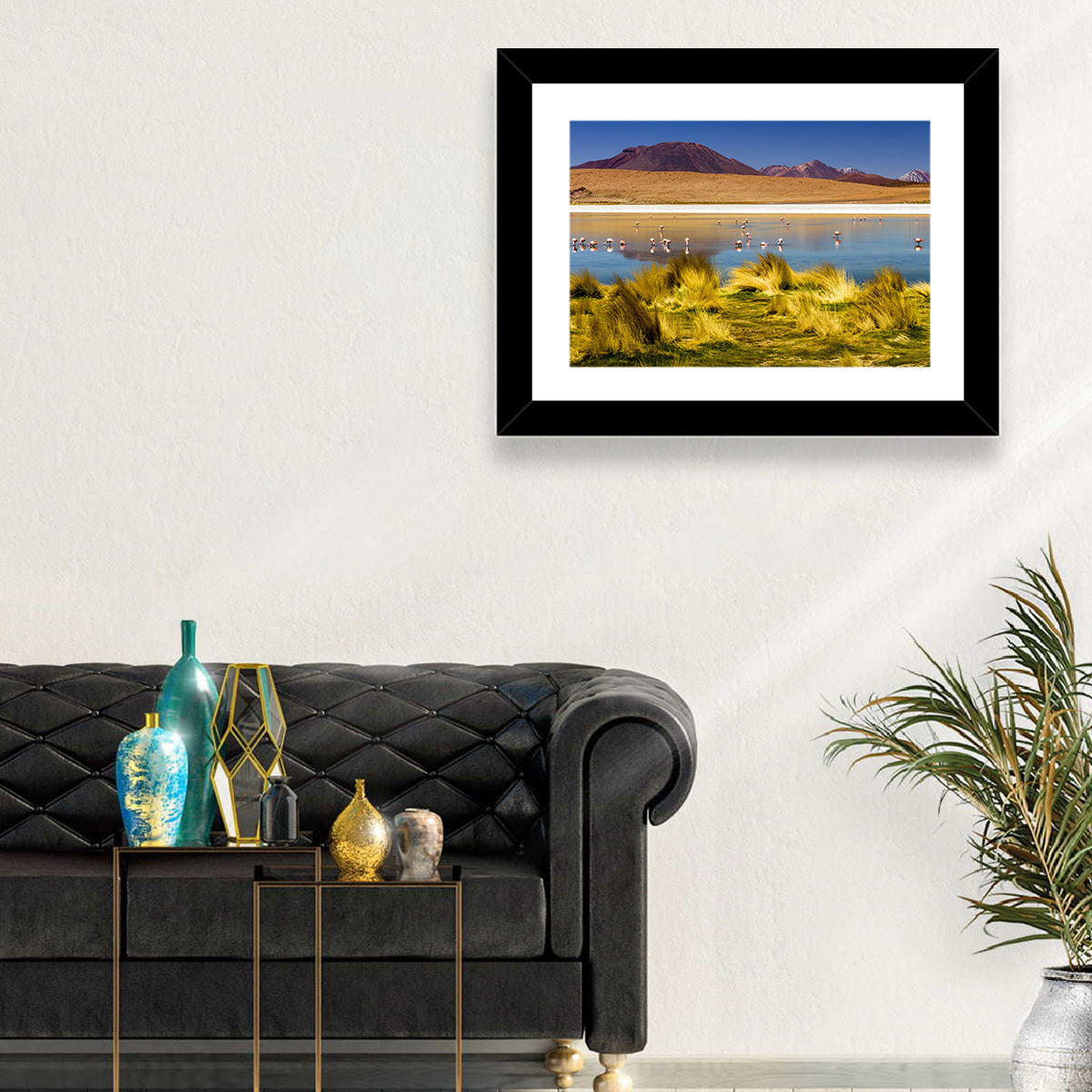 Flamingos on Salt Lake Wall Art