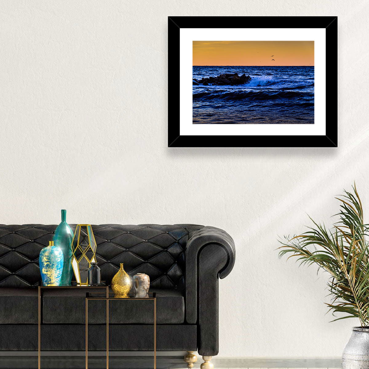 Marmara Sea Waves at Sunset Wall Art in a room, landscape