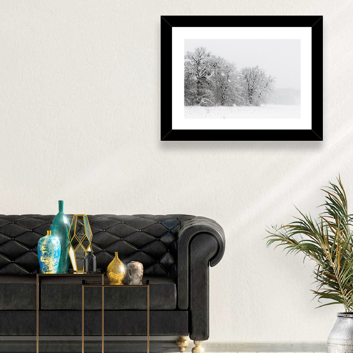 Snow-covered Trees in Fog Wall Art