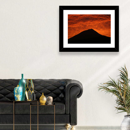 Pico Island Volcano Silhouette at Sunset Wall Art