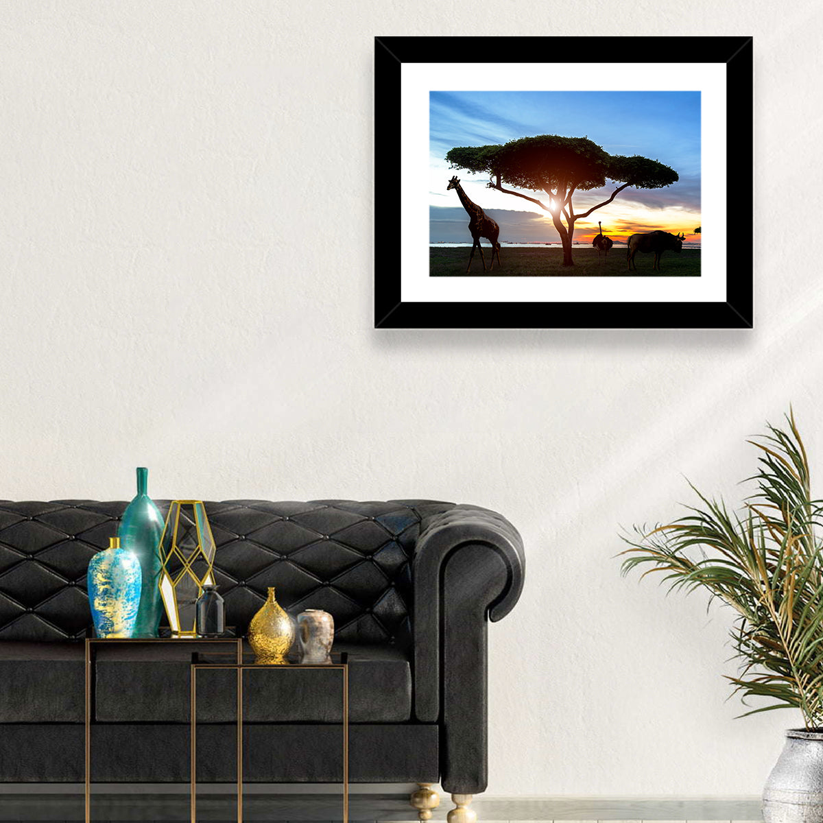 Savanna Silhouettes at Golden Hour Wall Art