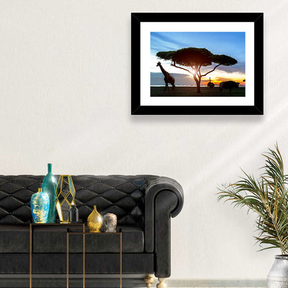 Savanna Silhouettes at Golden Hour Wall Art