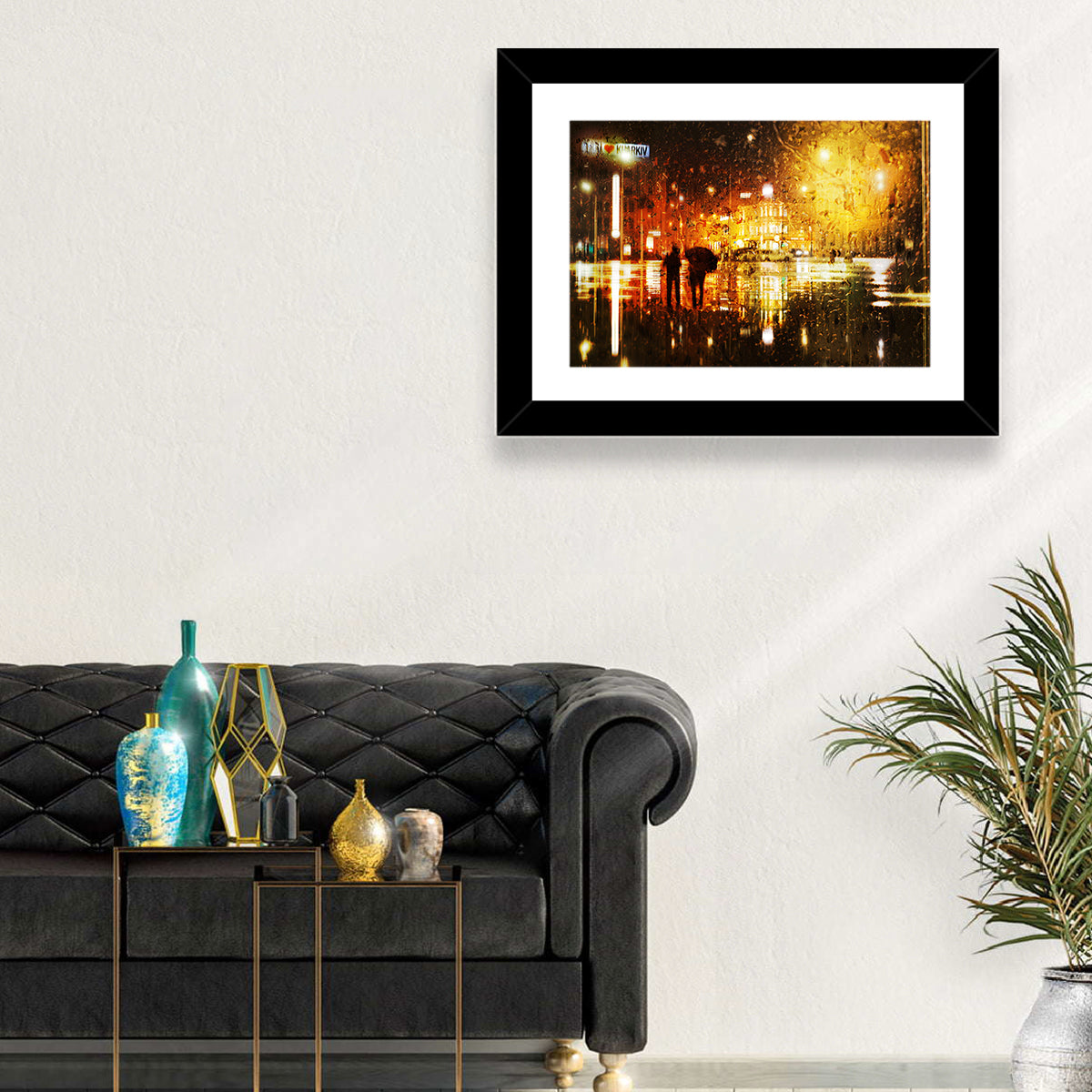 Rainy Night in Kharkiv Wall Art in a room, landscape