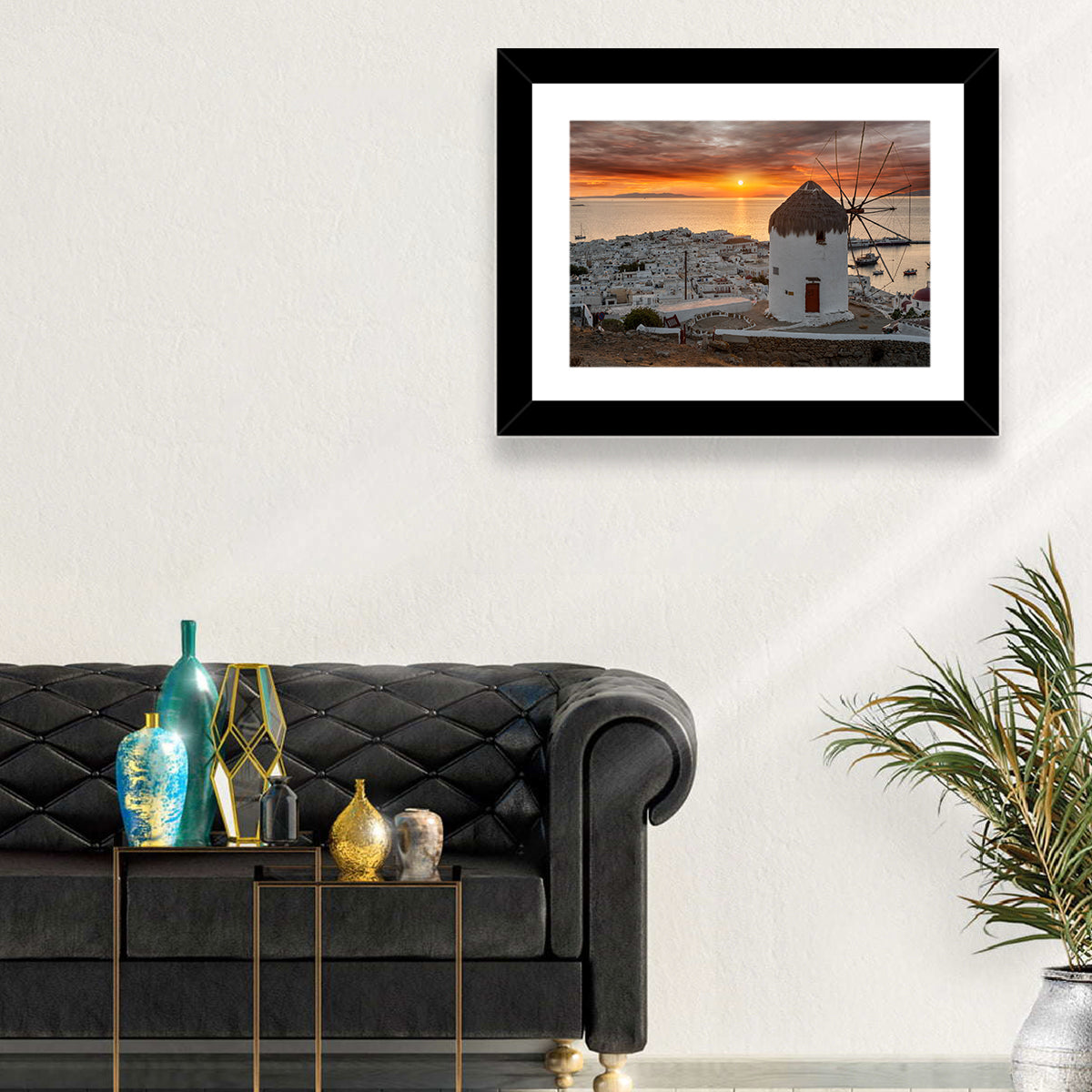 Kato Mili Sunset, Mykonos Wall Art in a room, landscape