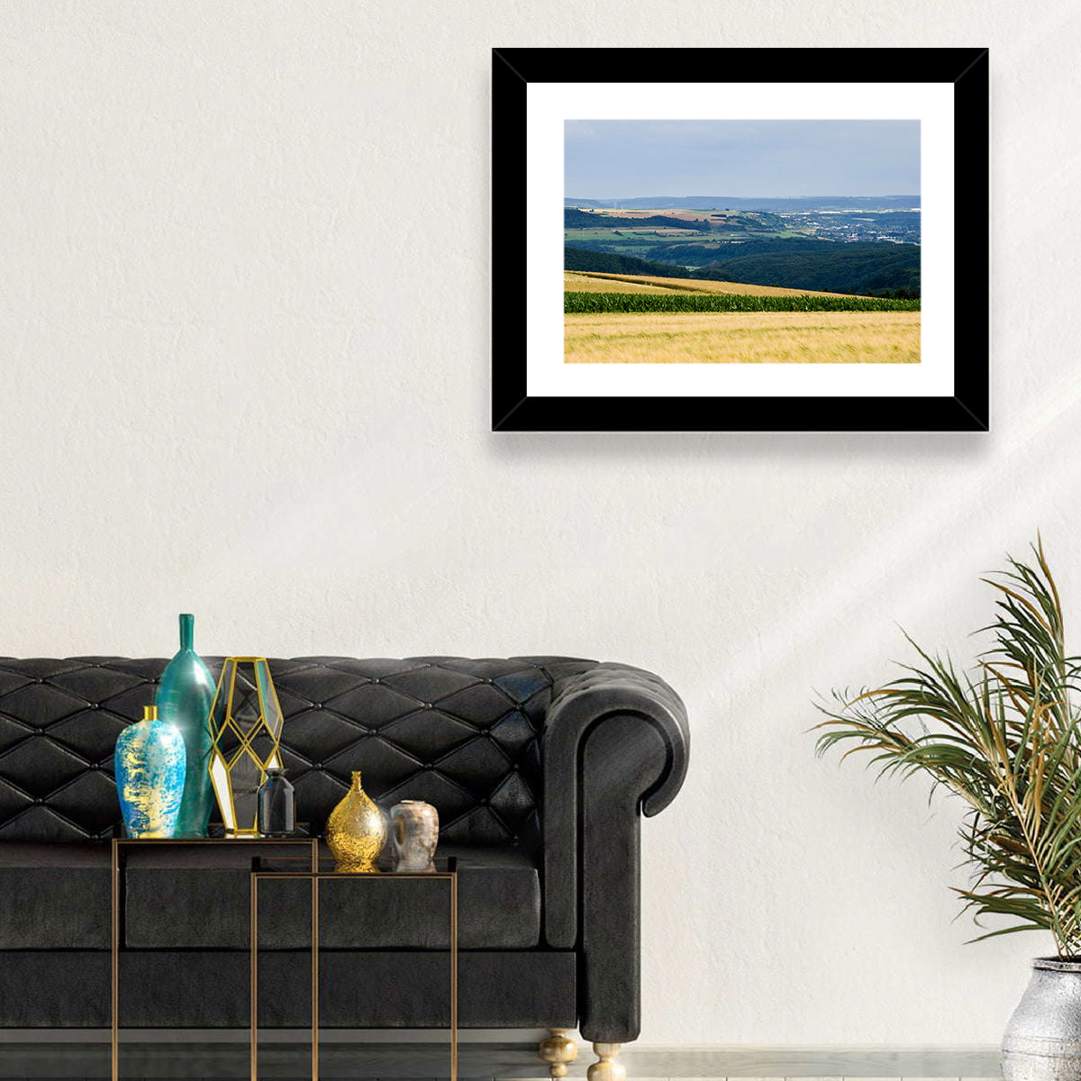 Village Grainfields Wall Art in a room, landscape
