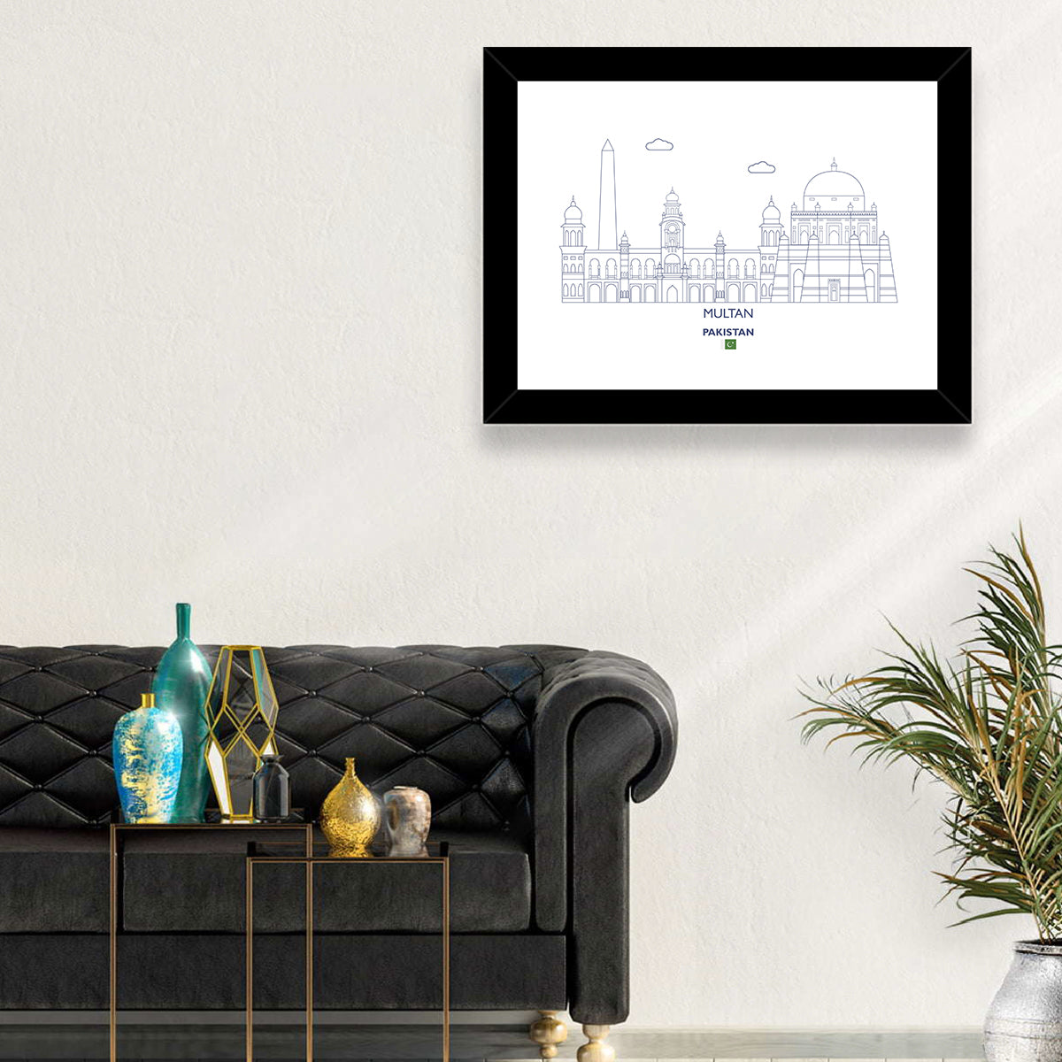 Multan Skyline with Shah Rukn-e-alam Wall Art in a room, landscape